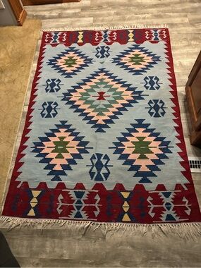 Vintage Wool Turkish Kilim Vintage Persian Shiraz Kilim Rug